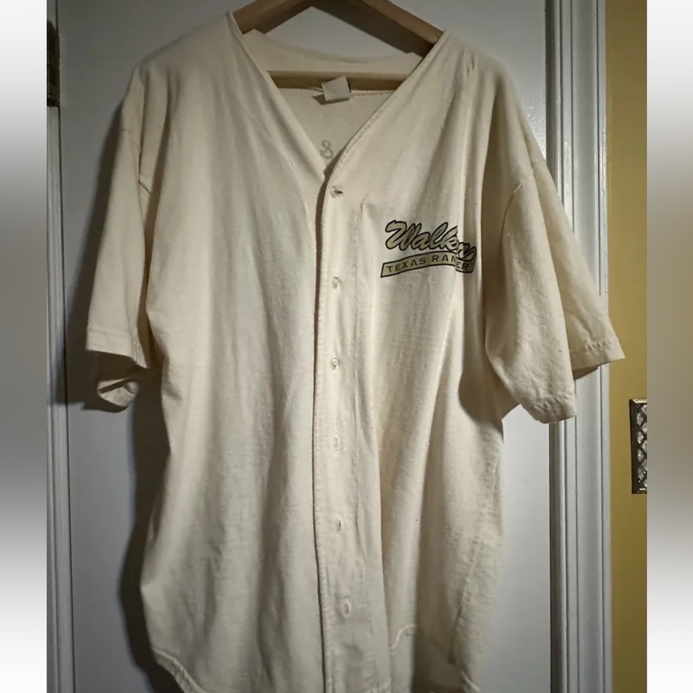 VINTAGE WALKER TEXAS RANGER CAST & CREW BUTTON UP SHORT SLEEVE SHIRT SIZE LARGE